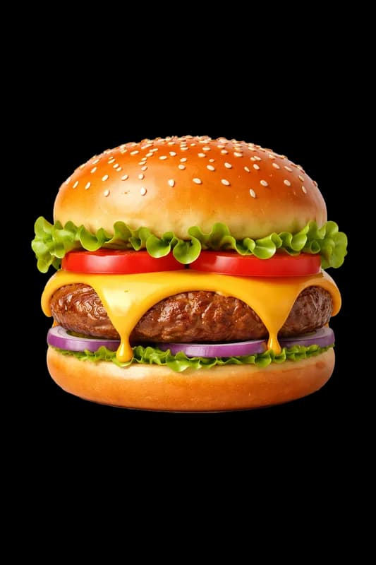 Hambúrguer Clássico com Queijo Derretido PNG fundo transparente - Hamburger Classic Cheese Melted transparent background